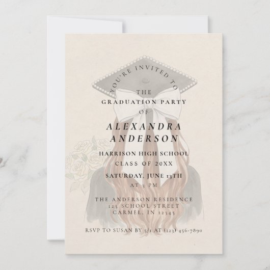 Whimsical Bow Photo Graduation Party 招待状 (正面)