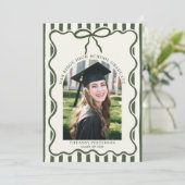 Whimsical Bow Photo Graduation Party Invitation シーズンカード (スタンド正面)