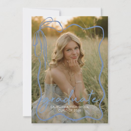 Whimsical Bow Photo Graduation Party Invitation 招待状 (正面)