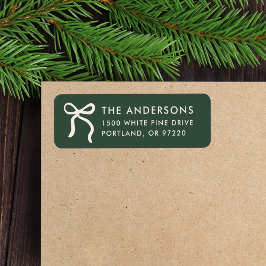 Whimsical Bow Pine Green Christmas Return Address ラベル