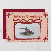 Whimsical Bow Present Holiday Photo Greeting Card 招待状 (正面/裏面)