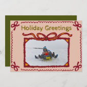 Whimsical Bow Present Holiday Photo Greeting Card 招待状 (正面/裏面)