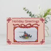 Whimsical Bow Present Holiday Photo Greeting Card 招待状 (スタンド正面)
