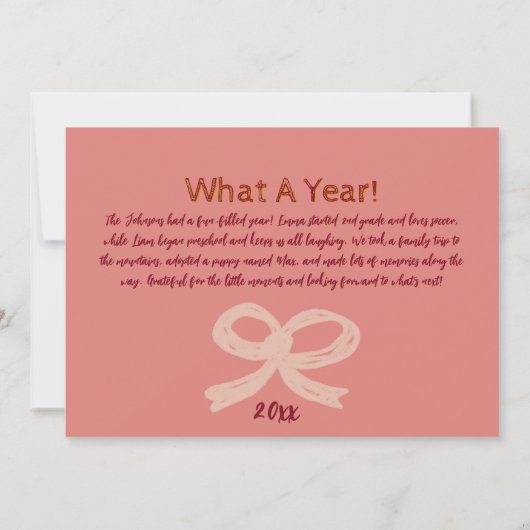 Whimsical Bow Present Holiday Photo Greeting Card 招待状 (裏面)