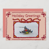 Whimsical Bow Present Holiday Photo Greeting Card 招待状 (正面/裏面)