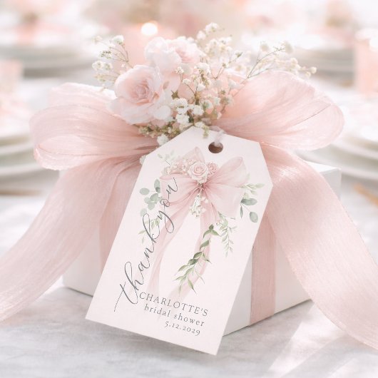 Whimsical Bow She is tying the knot Bridal shower ギフトタグ