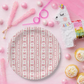 Whimsical Bow Sweetheart Baby Shower Paper Plate ペーパープレート (パーティー)