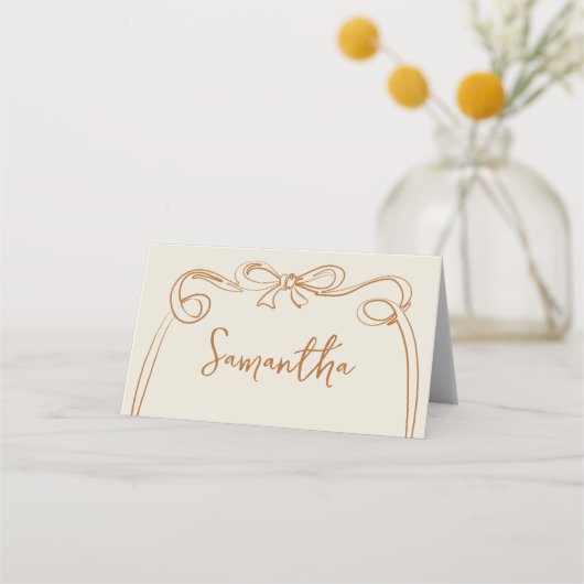 Whimsical Bow Thanksgiving Place Cards プレイスカード (正面)