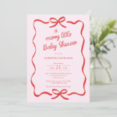Whimsical bows red pink Merry little baby shower 招待状 (スタンド正面)
