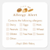 Whimsical Bread Home Bakery Allergy Alert スクエアシール (正面)