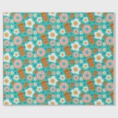 Whimsical Breakfast Characters Blue Pastel ラッピングペーパー (フラット)