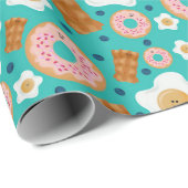 Whimsical Breakfast Characters Blue Pastel ラッピングペーパー (ロールコーナー)