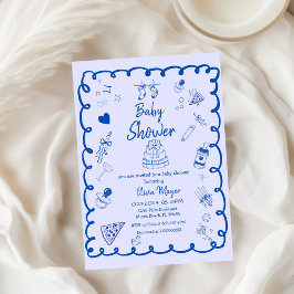 whimsical Brewing Coffee Hand Drawn Baby Shower 招待状