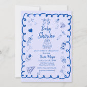 whimsical Brewing Coffee Hand Drawn Baby Shower 招待状 (正面)