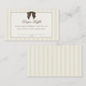 Whimsical Brown Bow Striped Diaper Raffle エンクロージャーカード (正面/裏面)