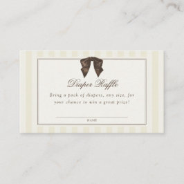 Whimsical Brown Bow Striped Diaper Raffle エンクロージャーカード