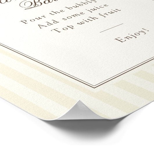 Whimsical Brown Bow Striped Mom-osa Bar ポスター (角)