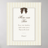 Whimsical Brown Bow Striped Mom-osa Bar ポスター (正面)