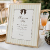 Whimsical Brown Bow Striped Mom-osa Bar ポスター