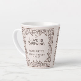 Whimsical Brown Love Is Brewing ブライダルシャワー カフェラテマグ