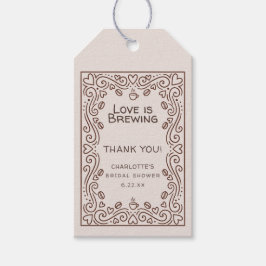 Whimsical Brown Love Is Brewing ブライダルシャワー ギフトタグ