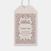 Whimsical Brown Love Is Brewing ブライダルシャワー ギフトタグ (裏面)