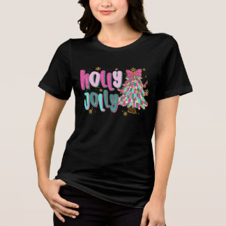 whimsical brushstroke Christmas tree - Holly Jolly トライブレンドＴシャツ