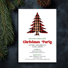 Whimsical Buffalo Check Holiday Party Invitation 招待状