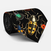Whimsical Bug Neck Tie with Black Background ネクタイ (ロール)