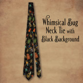 Whimsical Bug Neck Tie with Black Background ネクタイ
