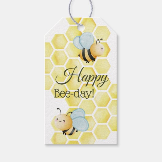 Whimsical Bumblebee Birthday ギフトタグ (正面)