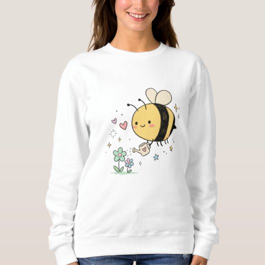  Whimsical Bumblebee Floral Art Lovers スウェットシャツ (正面)