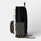 Whimsical Bumblebee & Hearts with Name Cute Kids プリントバックパック (右)
