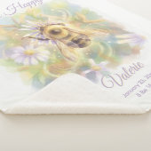 Whimsical Bumblebee & Wildflowers "Bee Happy" シェルパブランケット (3/4)