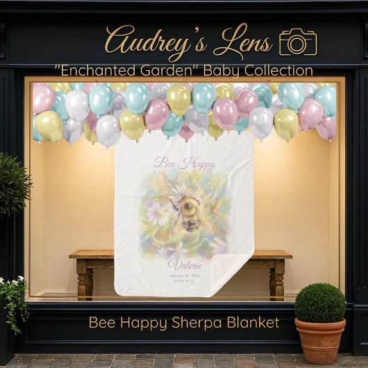 Whimsical Bumblebee & Wildflowers "Bee Happy" シェルパブランケット