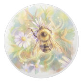 Whimsical Bumblebee & Wildflowers "Bee Happy" セラミックノブ (正面)