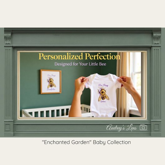 Whimsical Bumblebee & Wildflowers "Bee Happy" ベビーボディスーツ