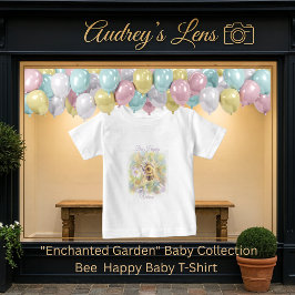 Whimsical Bumblebee & Wildflowers "Bee Happy" ベビーTシャツ
