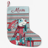 Whimsical Bunny スモールクリスマスストッキング (正面)