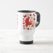 Whimsical Bunny and Bear Moon Heart Travel Mug トラベルマグ (正面右)