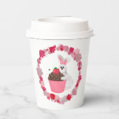 Whimsical Bunny, Bee & Strawberry Cupcake Birthday 紙コップ (裏面)