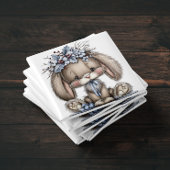 Whimsical Bunny Blue Christmas Magnet マグネット