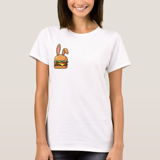 Whimsical Bunny Burger Illustration with Playful Tシャツ (正面)