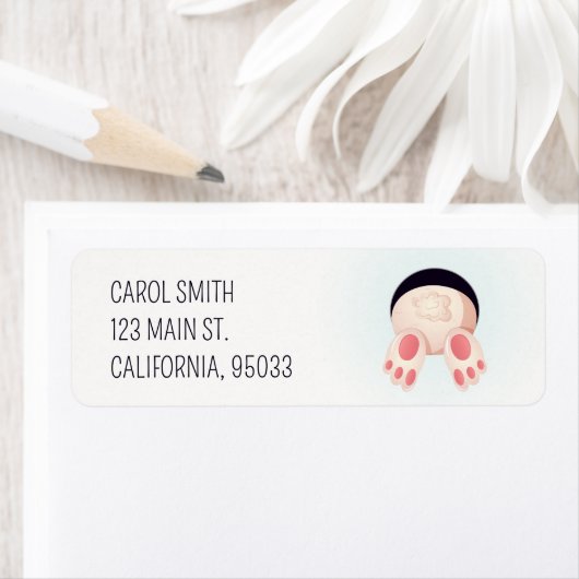 Whimsical Bunny Butt Diving Cute Rabbit Art ラベル (インサイチュ)