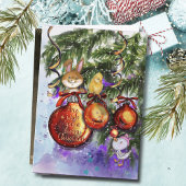 Whimsical Bunny Chick Goose Christmas Holiday Card シーズンカード