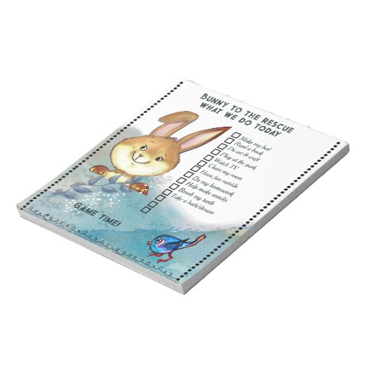 Whimsical Bunny Chore Chart Notepad | Kids  ノートパッド (回転)