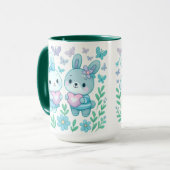 Whimsical Bunny Couple Ceramic Mug マグカップ (正面左)