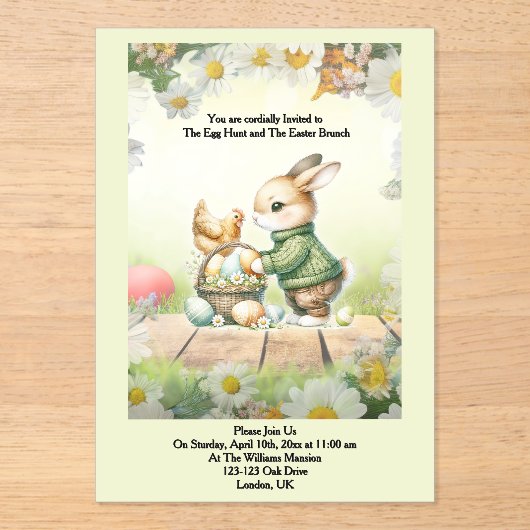 Whimsical Bunny Easter Acrylic Invitation アクリル招待状 (正面)