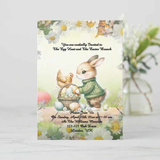 - Whimsical Bunny Easter Brunch & Egg Hunt Invitat 招待状 (スタンド正面)