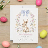 Whimsical Bunny Floral Easter Greeting シーズンカード